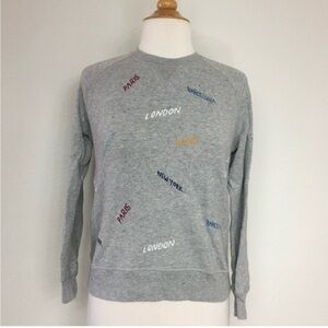 Madewell Women's Gray Embroidered Cities Throwback Crew Oversize Sweatshirt XS